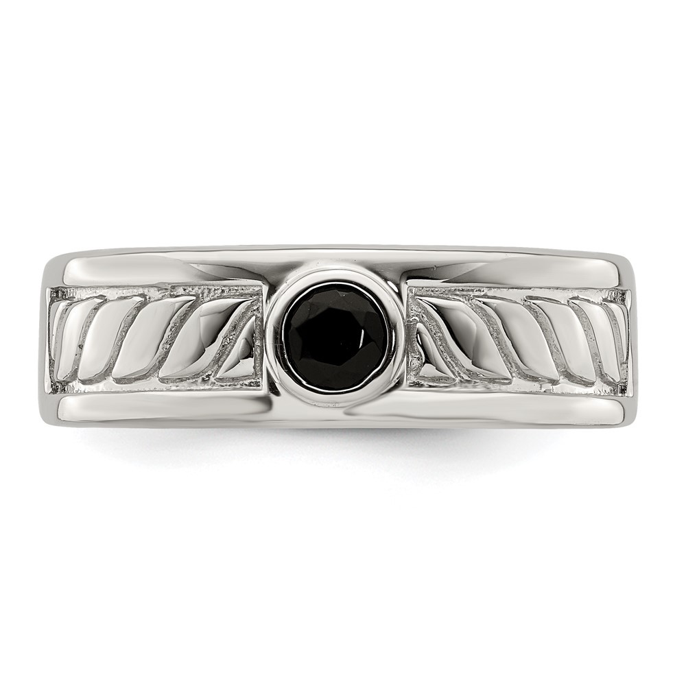 925 Sterling Silver Rhodium-plated Onyx Ring Size 10 for Men’s