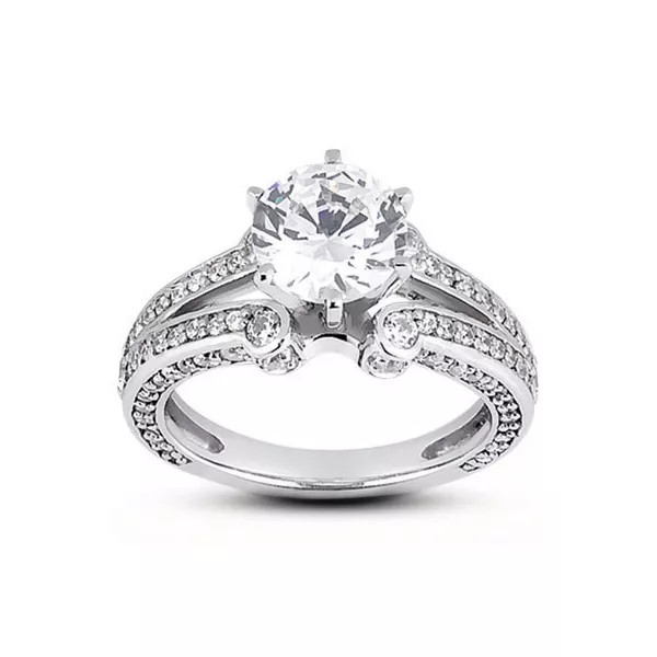 Side Stone Engagement Ring Solid Platinum 2.73 CT Round Lab-Grown Diamond E VS1