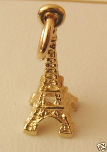 SOLID 9K 9ct Yellow Gold 3D EIFFEL TOWER PARIS FRANCE Charm/Pendant