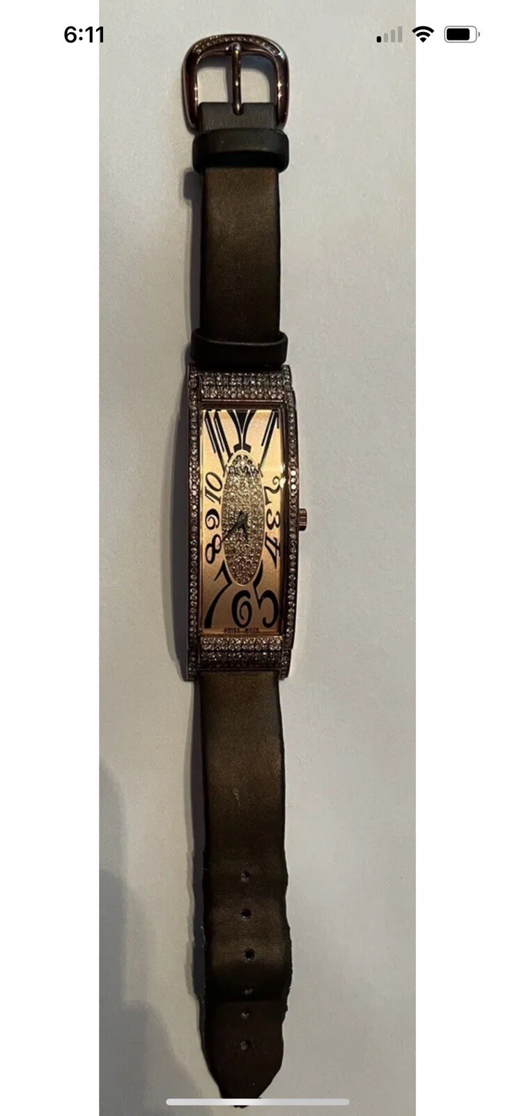 LeVian watch featuring Chocolate Diamonds in Stainless Steel with Leather Band