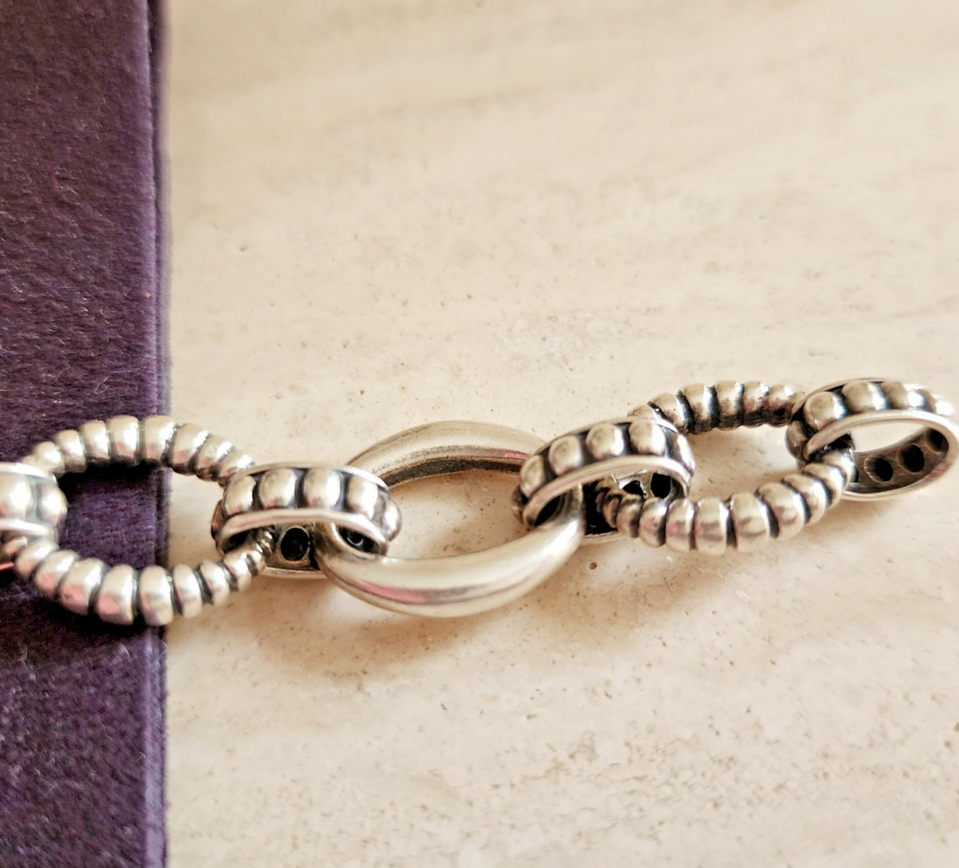 LAGOS Caviar Sterling Silver Bracelet – 7.5” – Beaded & Smooth Link Design