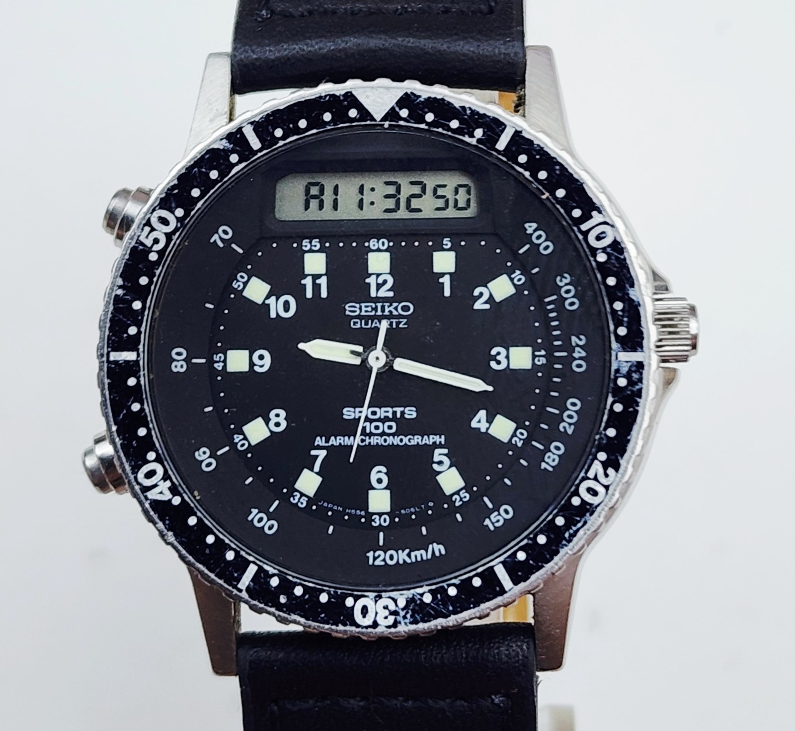 Men Vintage 1983 ANALOG-DIGITAL Watch SEIKO “Baby Arnie” H556-5029. Alarm. Chron