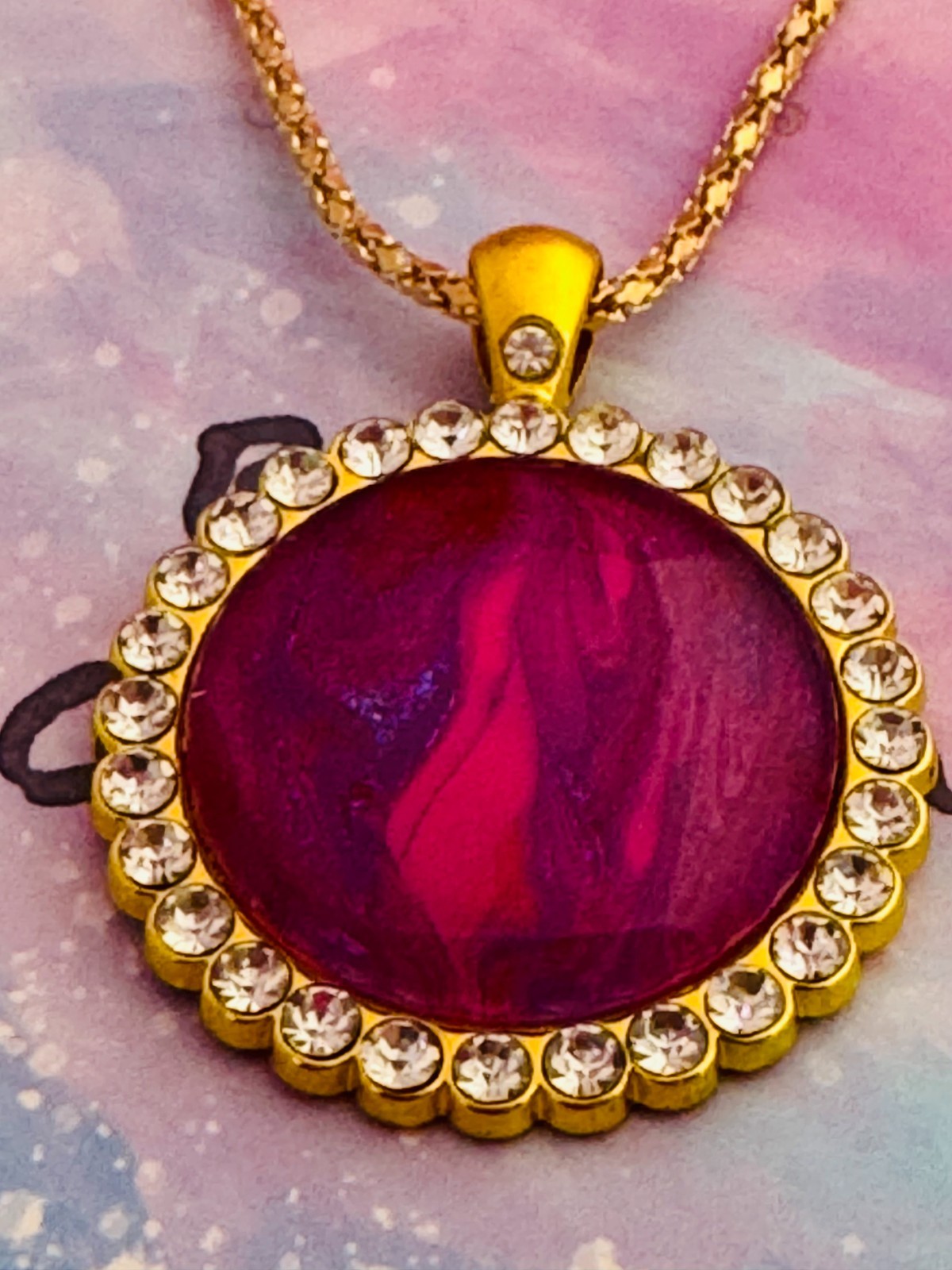 Round Cabochon Necklace One Of A Kind Hand Painted By A Local Ozark Artist-Me