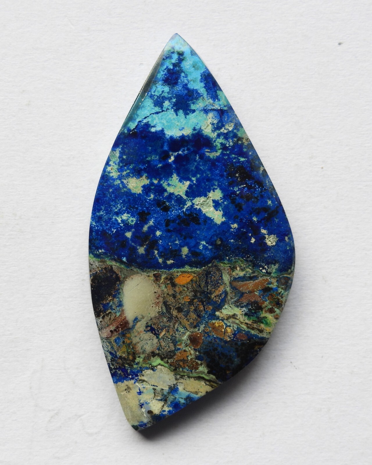 40.55 Ct Natural Azurite Fancy Shape Cabochon Loose Gemstone 44X23X5.3 MM