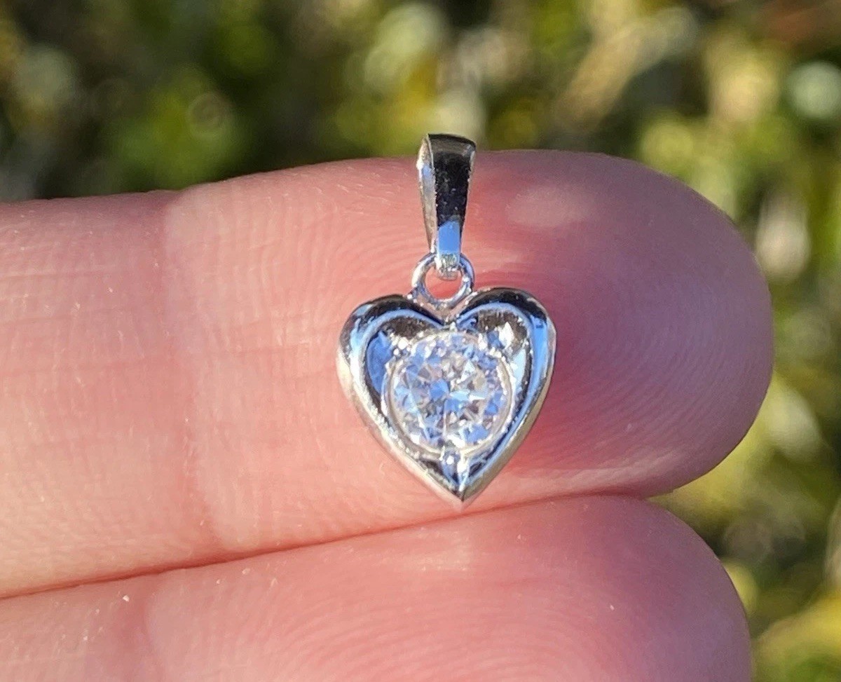 Platinum 0.36CT 100% Natural Round Diamond Heart Shaped Pendant