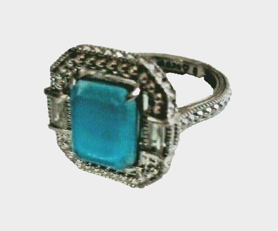 Judith Ripka Sterling Turquoise Doublet & Rock Quartz Avery Ring Sz 6 to 6 1/4