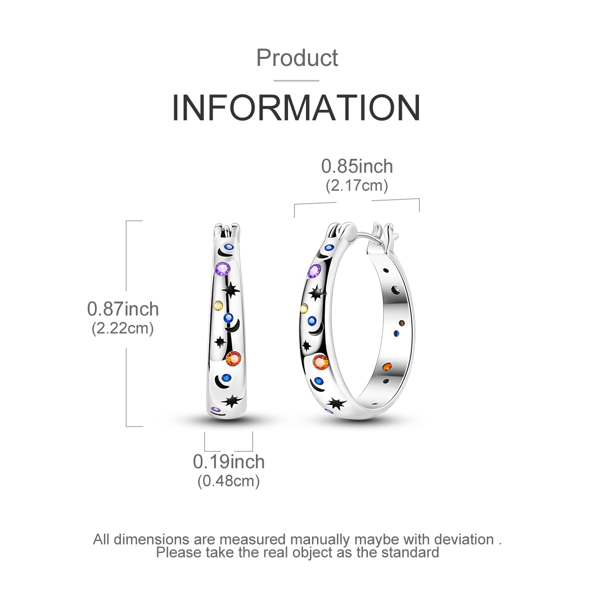 LAZA European Women Brilliant Starry Sky 925 Silver Hoop Earrings AAA CZ Jewelry