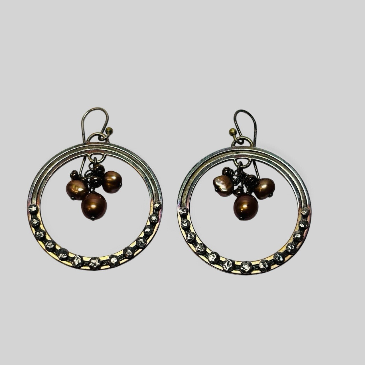 Silpada Sterling 925 Silver Champagne Bronze Pearl Dangle Earrings W1847