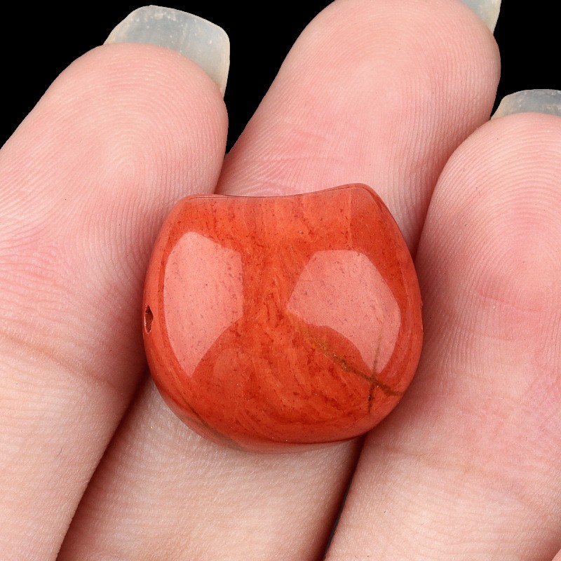 10Pcs 16x15x8mm Red Jasper Faceless Cat Head Horizontal Holes Beads ETY50