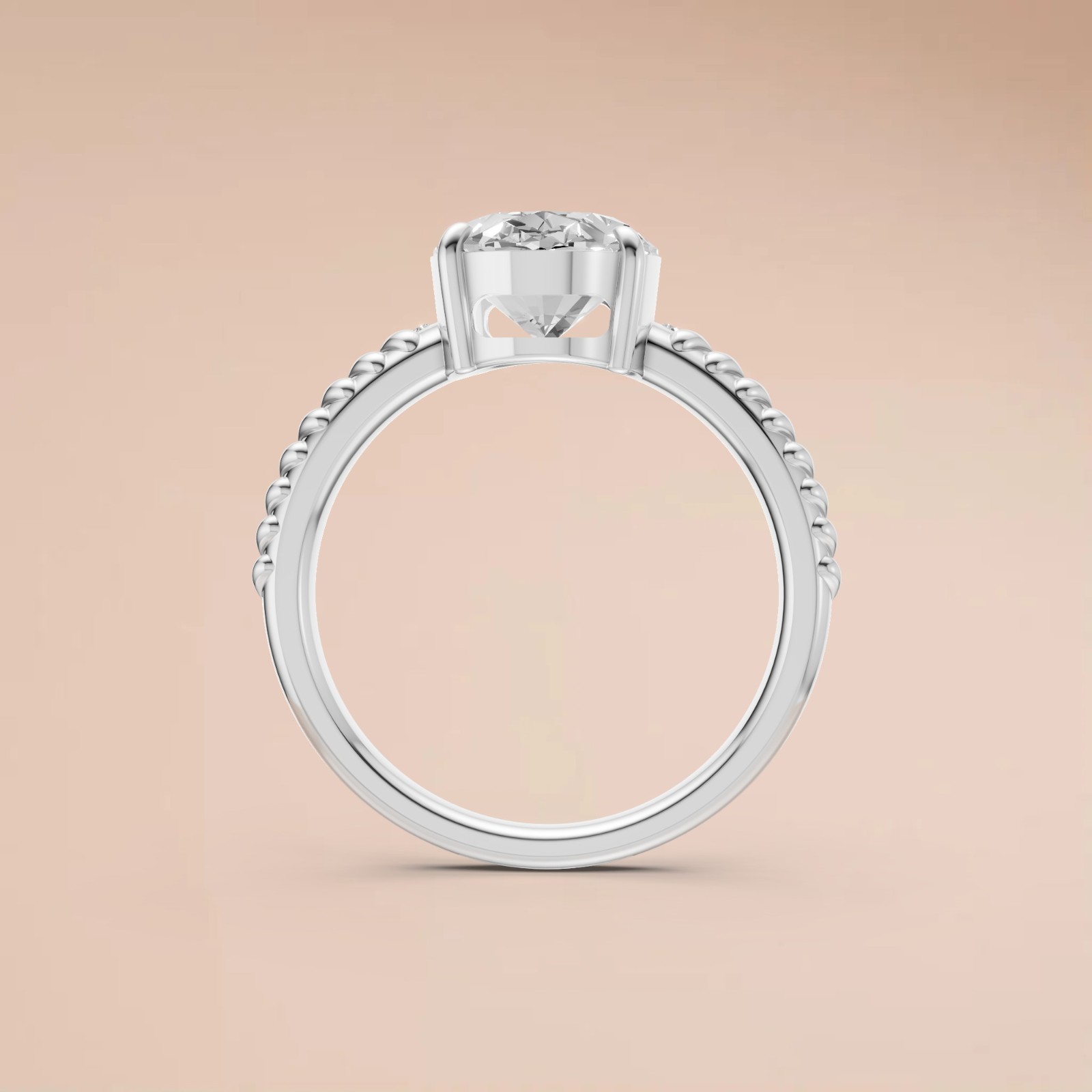 Three Stone Oval Lab Diamond Prong Set Solitaire Engagement Ring