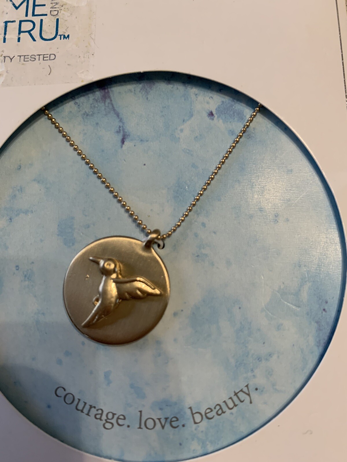Gold 15 and 16 inch necklace with extender courage love and beauty