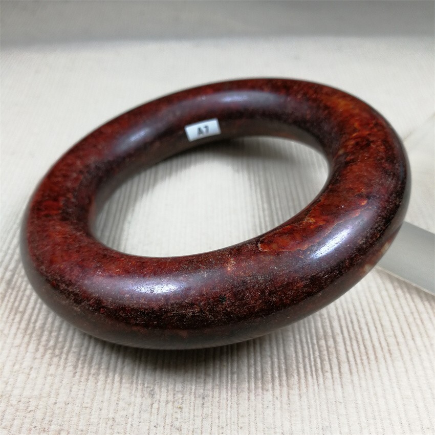 61MM China Scarce Ancient Red Green NATURAL HETIAN Jadeite Jade Bracelet