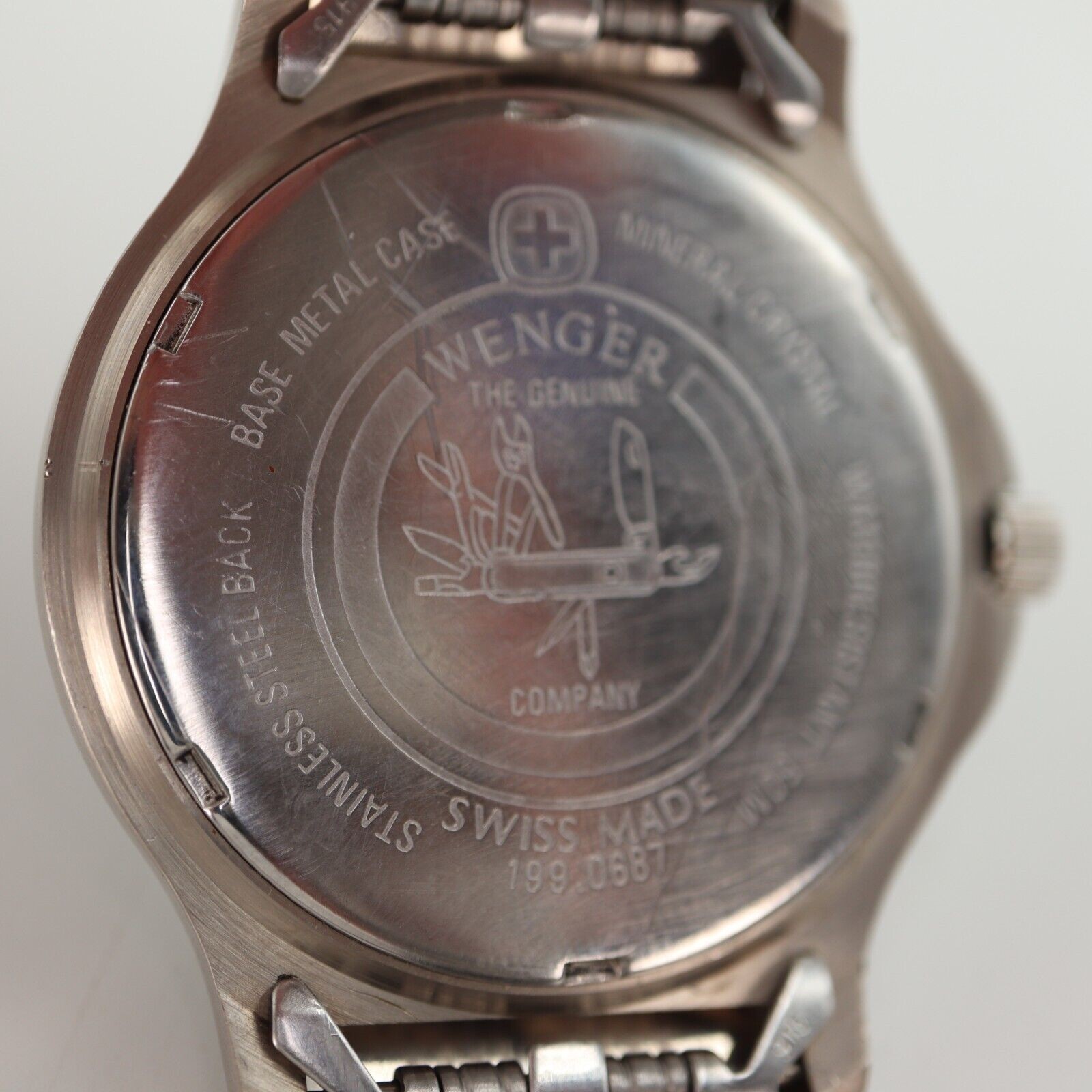 Vintage Wenger Silver Tone 40mm Ana Digi Watch Analog Digital Black New Battery