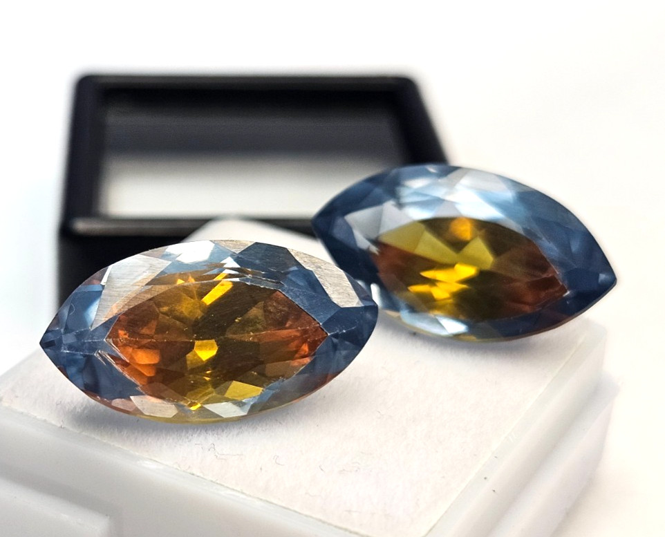 Pitambari Sapphire Natural Marquise Cut 18-19 Ct Certified Pair Gemstone FR-019