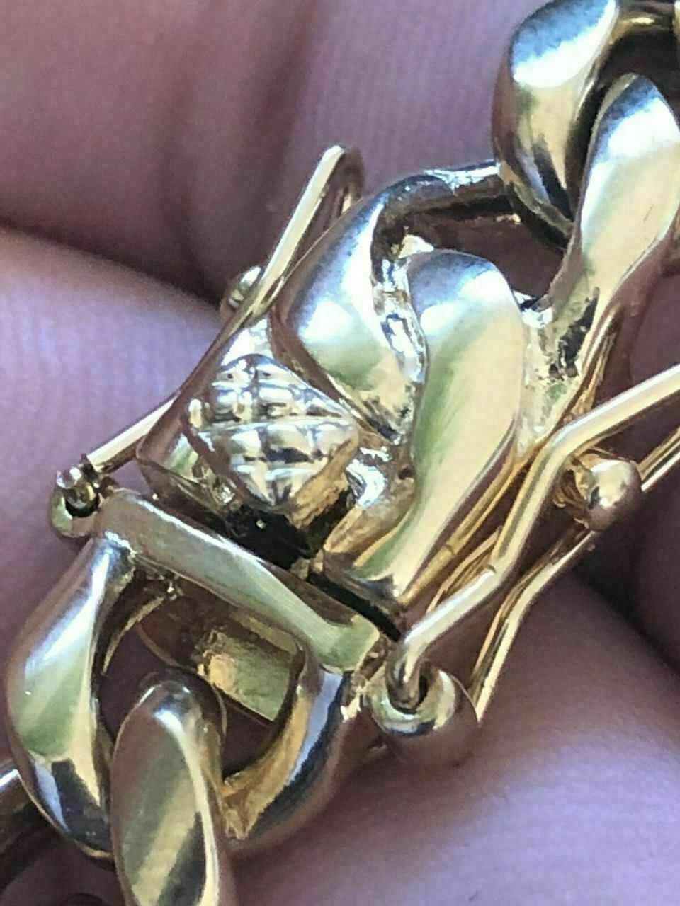 Pulsera y Cadena Cubana Para Hombre 10mm Baño De Oro 14k Sobre Acero Inoxidable