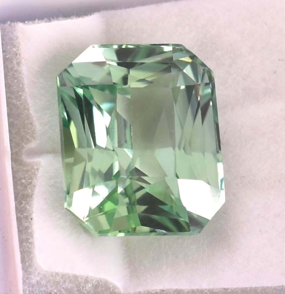22.65 Ct Natural Indicolite Green Tourmaline Emerald Cut Unheated Loose Gemstone