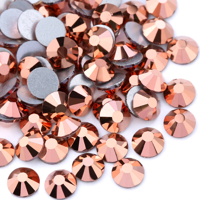 Rose Gold Nail Art Rhinestones FlatBack Glitter Crystal Gems Tips DIY Decoration
