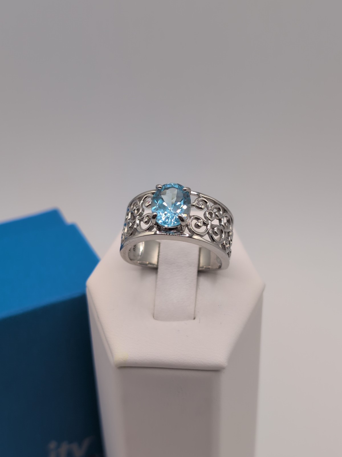 Natural 2.82ctw Brazilian Blue Glacier Topaz Rhodium/Sterling Ring Size 10