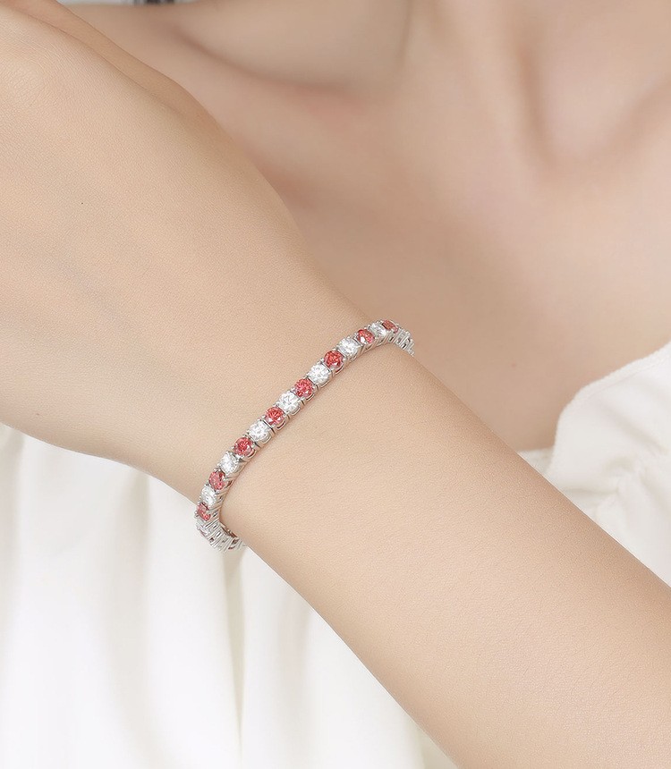 3-6.5MM Moissanite Tennis Chain Bracelet Solid 925 Sterling Silver Pass Tester