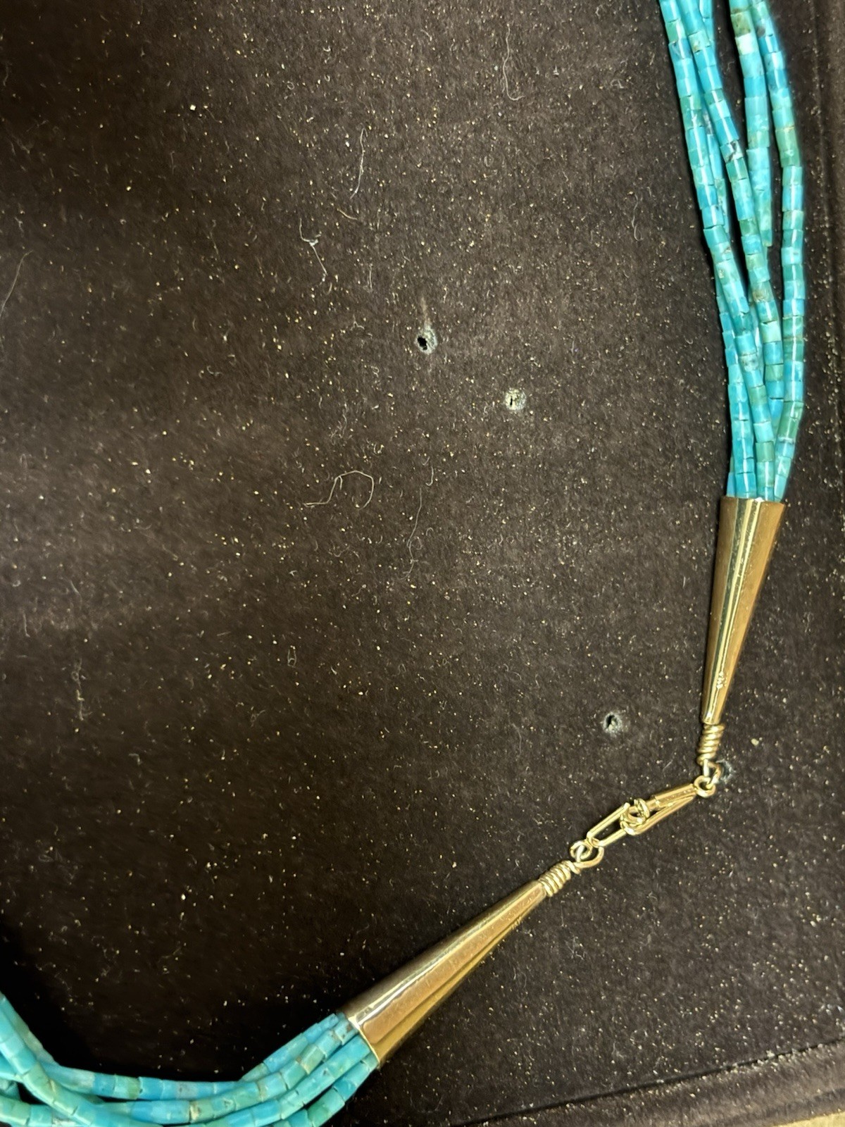 Vintage Ben Nighthorse 5 Strand Heishi Necklace with 14 Karat Gold Pendant