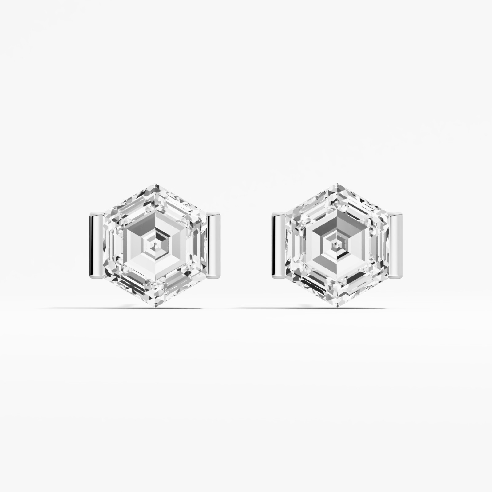 2.00 ct Lab Created Hexagon Diamond Stud Earring in 14K Yellow Gold For Women