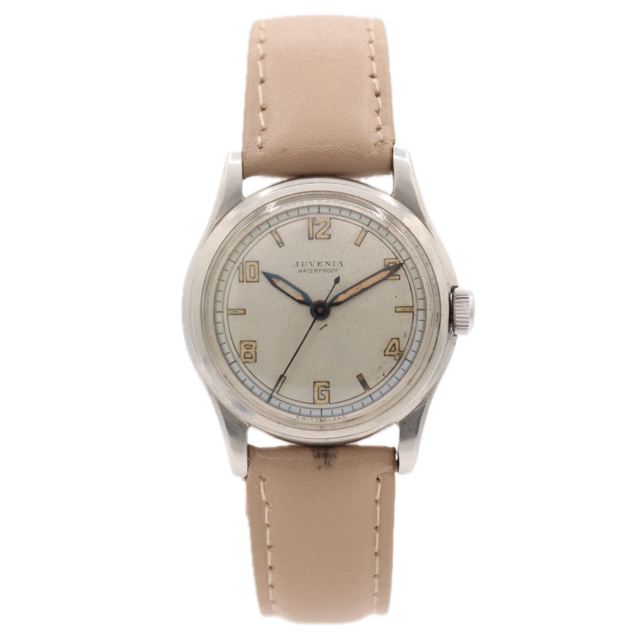 Vintage 33mm Juvenia Military Style Men’s Mechanical Wristwatch Swiss Steel