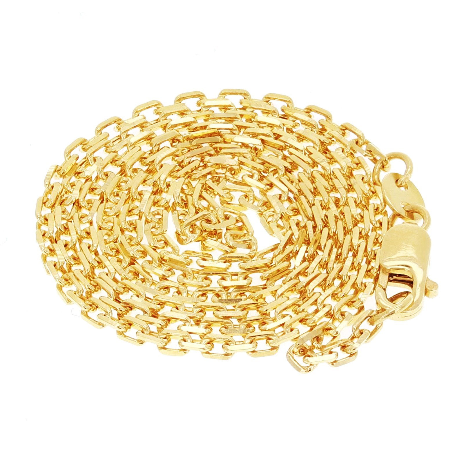 Italian 21k Yellow Gold Solid Anchor Chain Necklace 22″ 1.8mm 6.1 grams