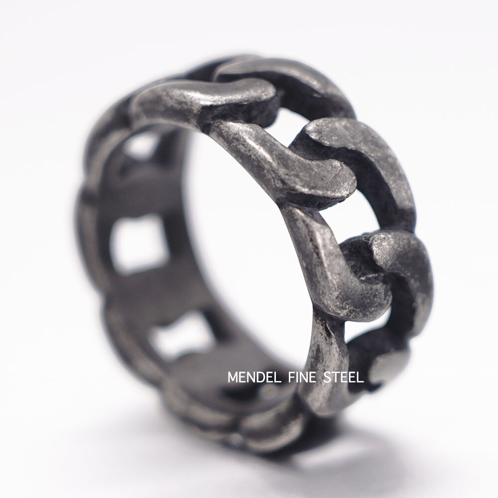 MENDEL Mens Stainless Steel Biker Miami Cuban link Band Ring for Men Size 7-15