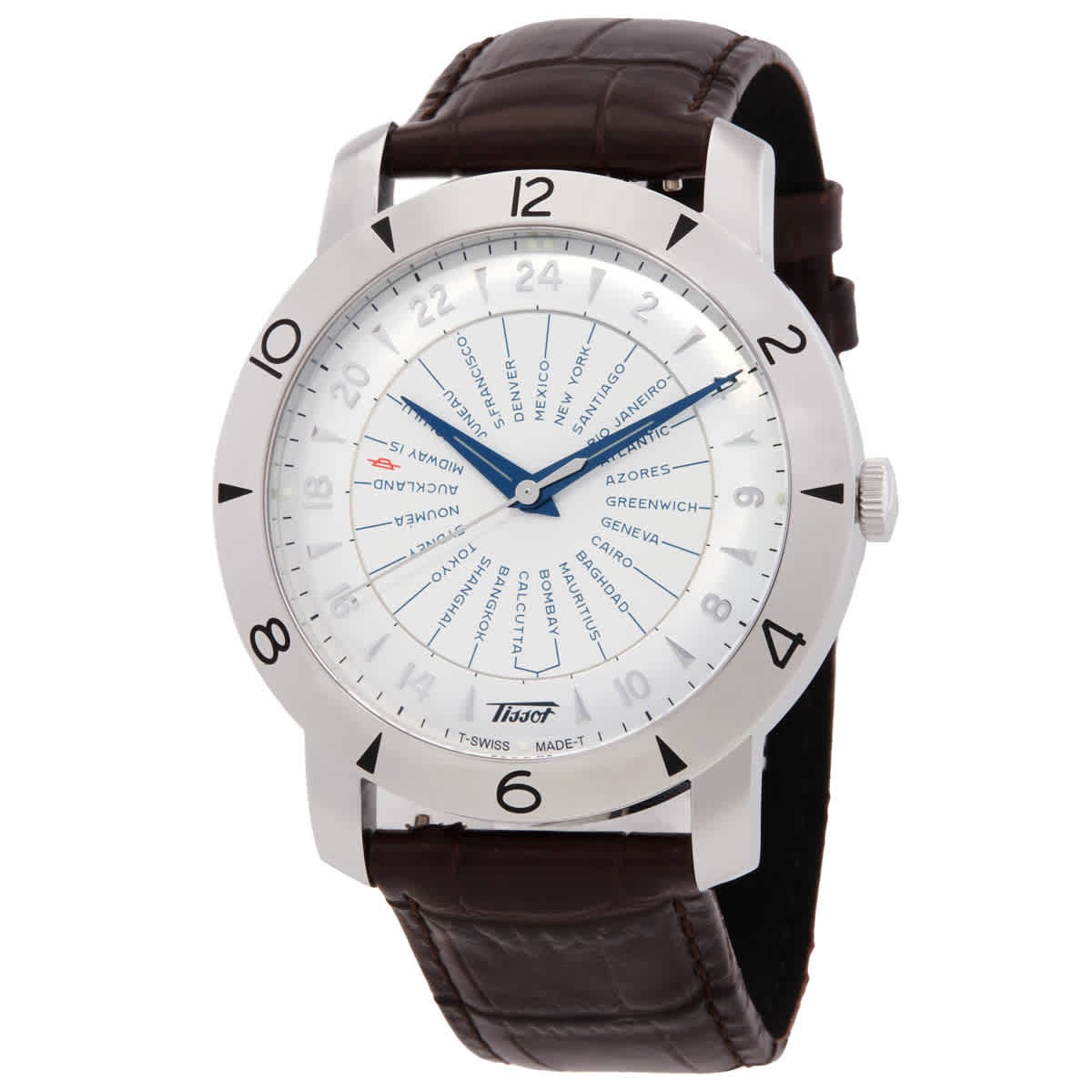 Tissot Heritage Navigator Silver Dial Brown Leather Men’s Watch T0786411603700