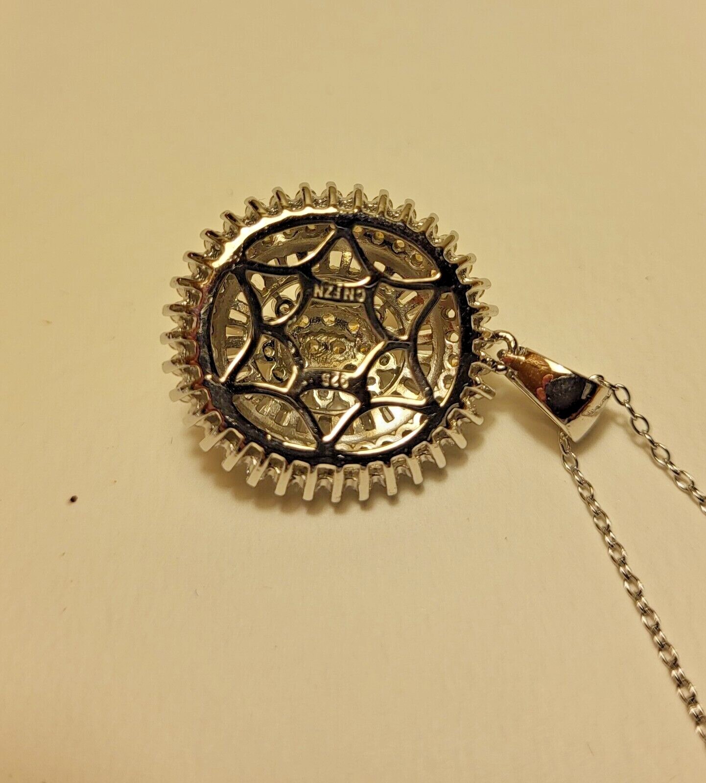 Fuzion Creations International .925 Sterling Silver CZ Round Pendant & Necklace