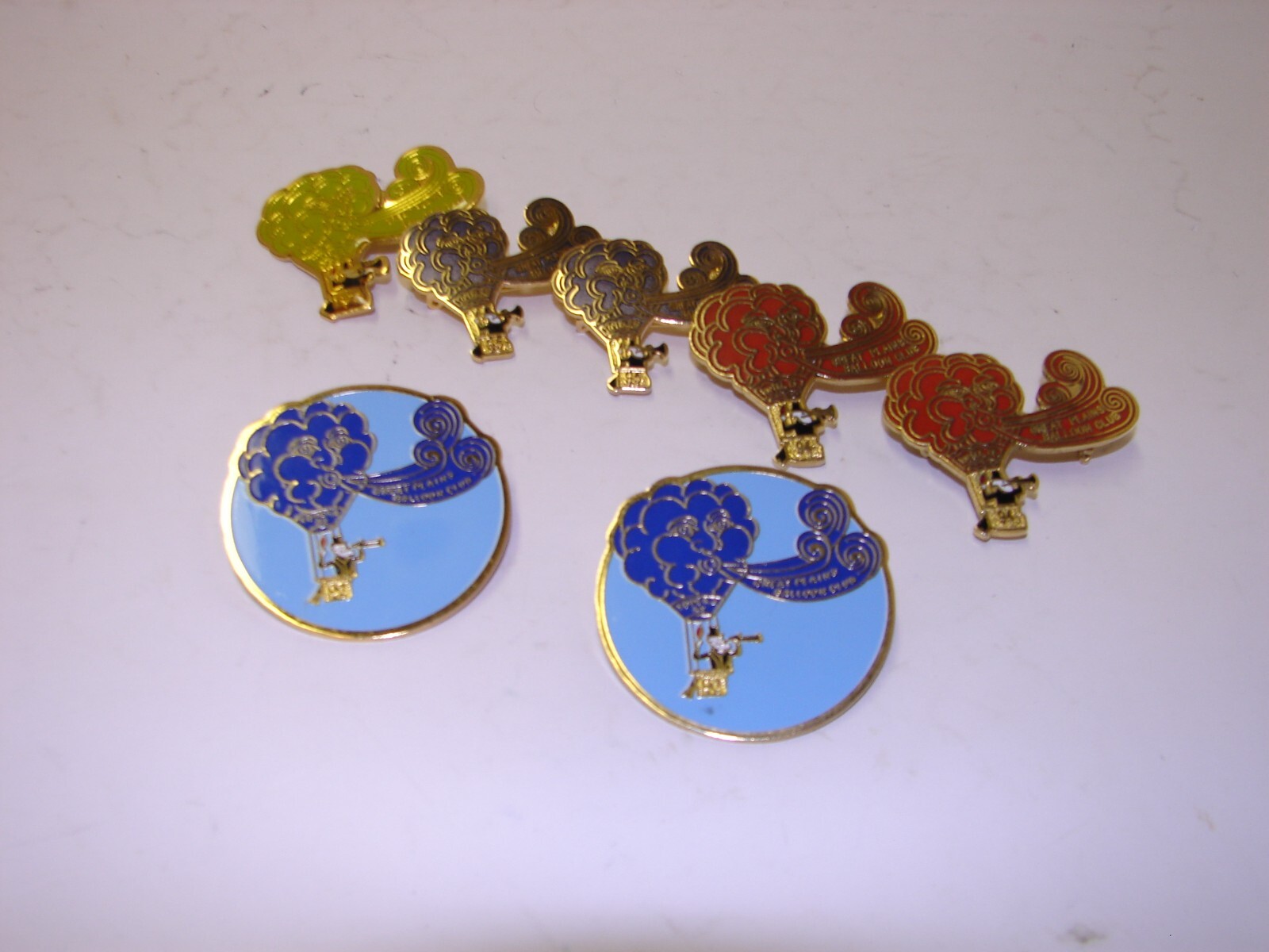 7 Vintage Great Plains Balloon Club Hot Air Balloon Pins 1980’s Metal and Enamel