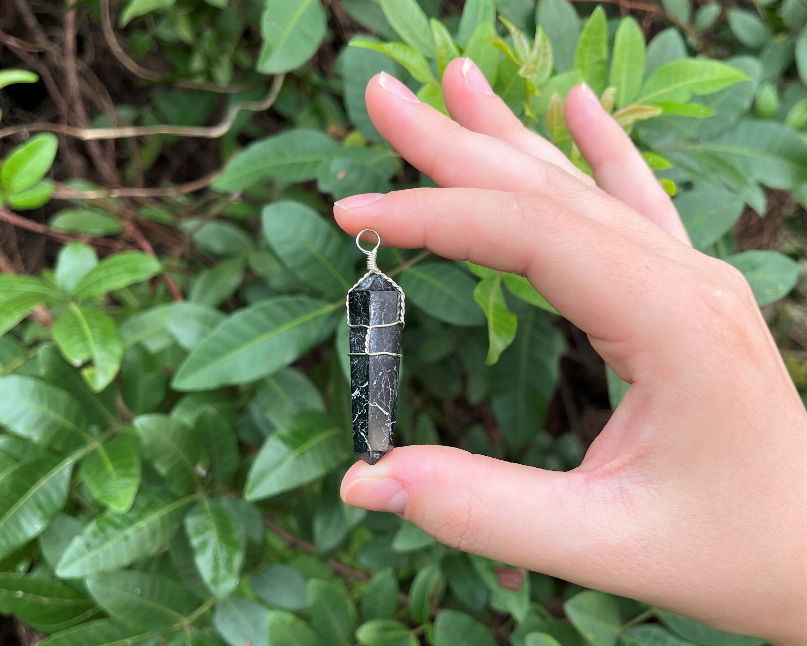 Black Tourmaline Wire Wrapped Point Pendant / Necklace (Crystal Point Pendant)
