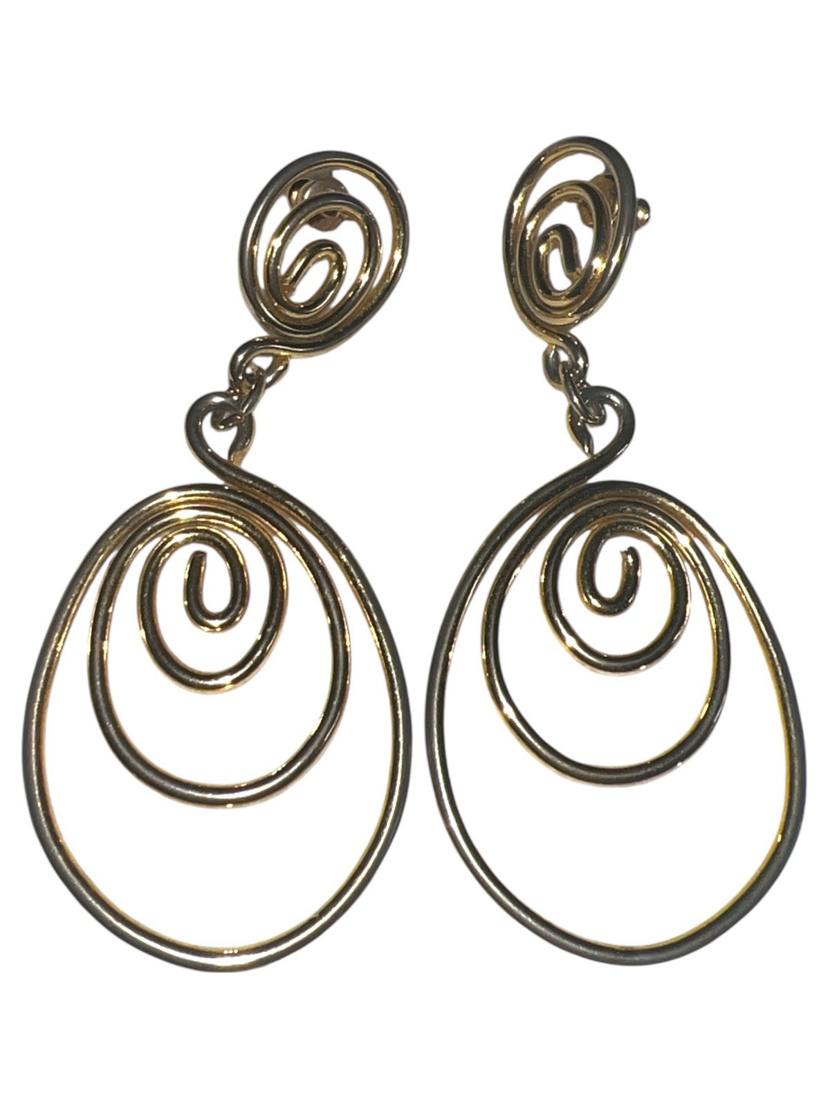 Lot Set Of 4 Goldtone Dangle Statement Earrings