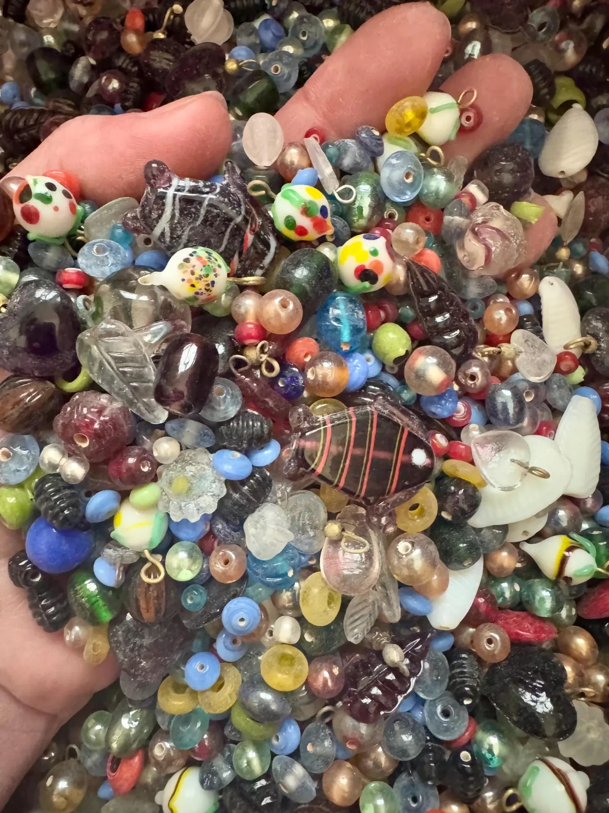 EVERYTHING Mix 2 lb. Vintage India Glass Beads Lot Crafts Jewelry Bulk Estate