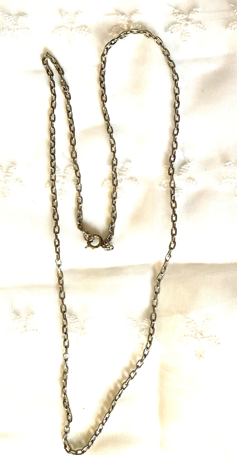 Necklace 24 Inch Long Chain Silver Tone Unmarked Good Condition