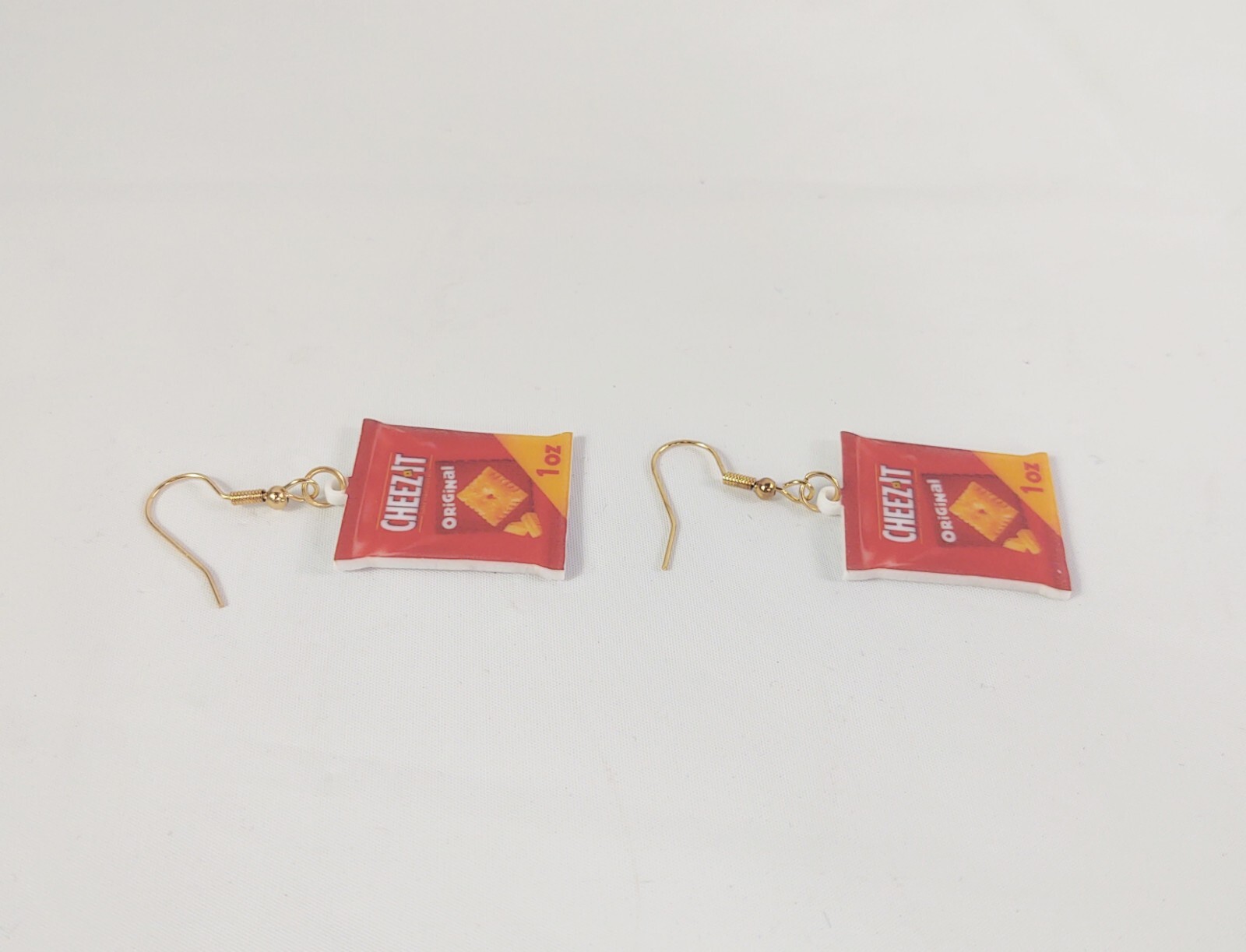 Hook Drop Dangle Pierced Earrings Cheez It Original Crackers Costume Jewelry