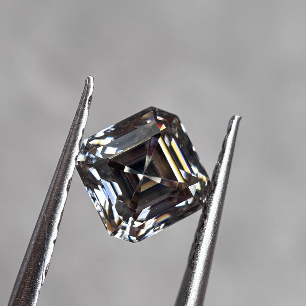 3x3mm-12x12mm 1PCS Asscher Cut Gray Loose Moissanite Gemstone for Jewelry Stone