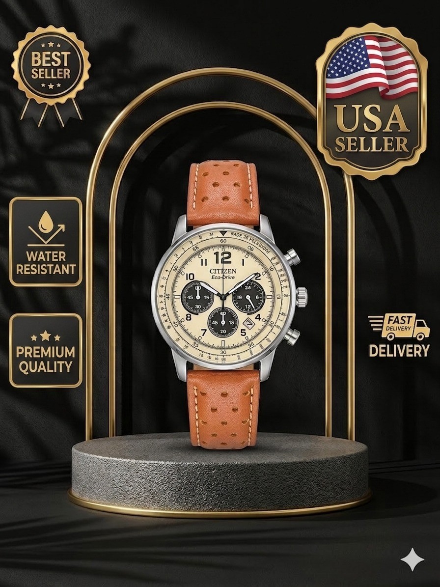 Citizen Men’s CA4500-08X Eco-Solar Chronograph Stainless Steel Leather Watch