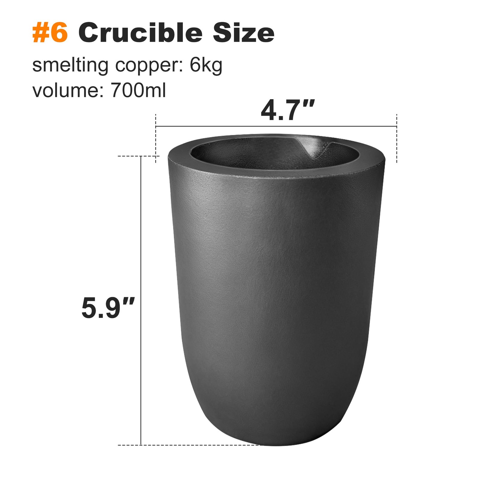 Nelyrho 6kg Premium Graphite Crucible, Silicon Carbide Clay #6-6KG, Black