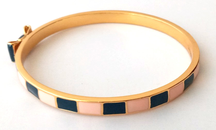 KATE SPADE New York Enamel Bow Pink Navy Bangle Bracelet