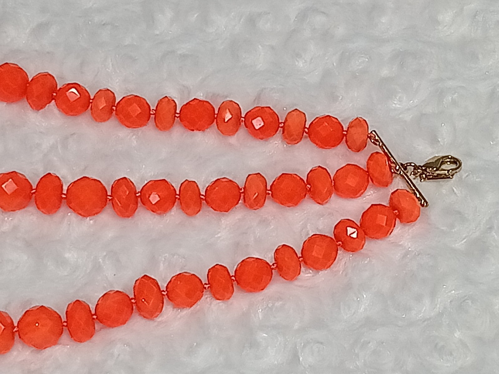 Kate Spade GIVE IT A SWIRL faceted bead 3 triple STRAND NECKLACE tangerine neon