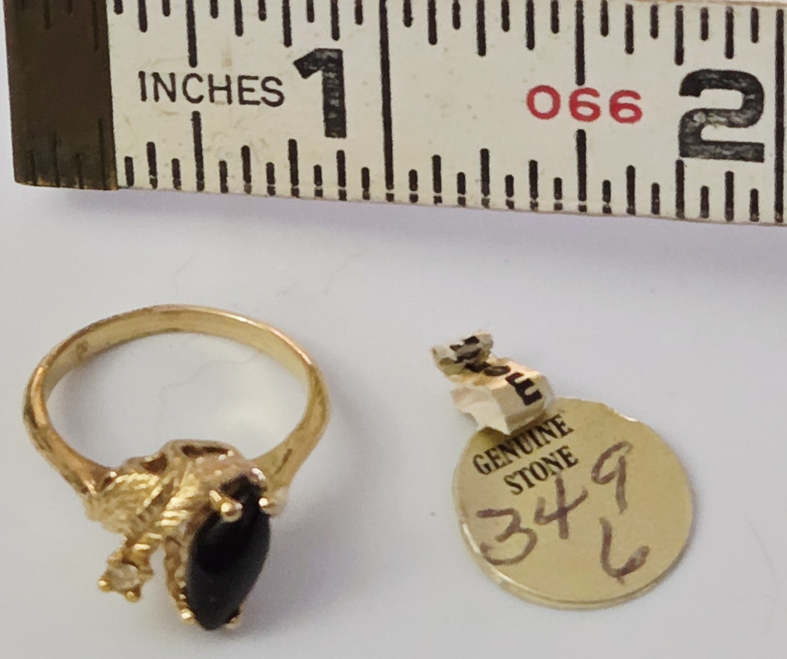 Vintage 14kt Yellow Gold Eletroplate Dura-Klad Onyx & CZ Size 6 Ring, NEW