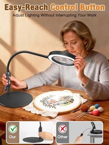 Magnifying Glass with Light 30X 10X LED Stepless Dimmable 5 Colors Gooseneck