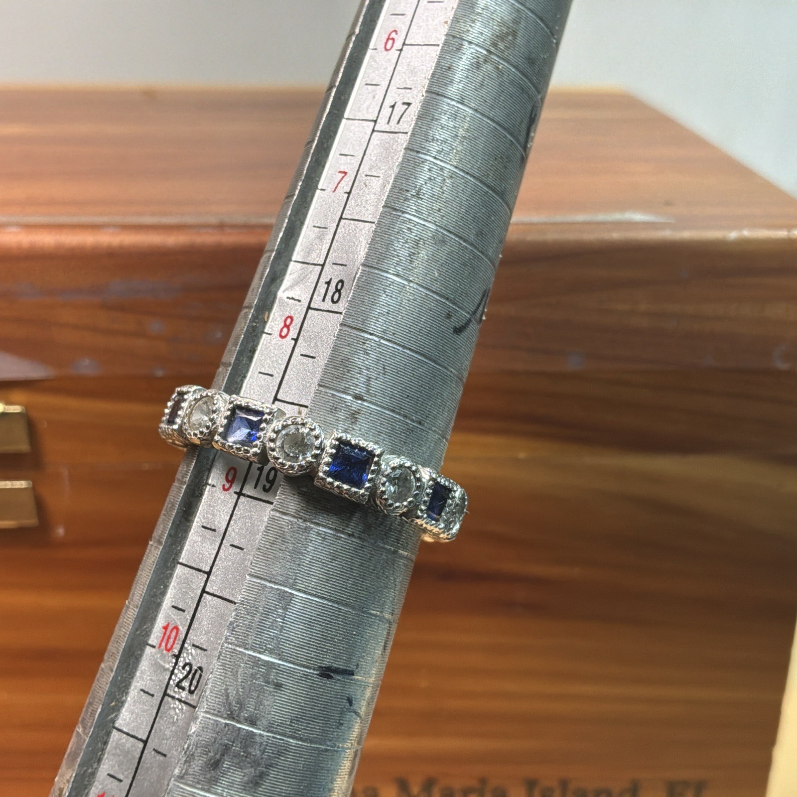 Sterling Silver Baguette Sapphire Tested Wedding Lab Created Ring Size 9