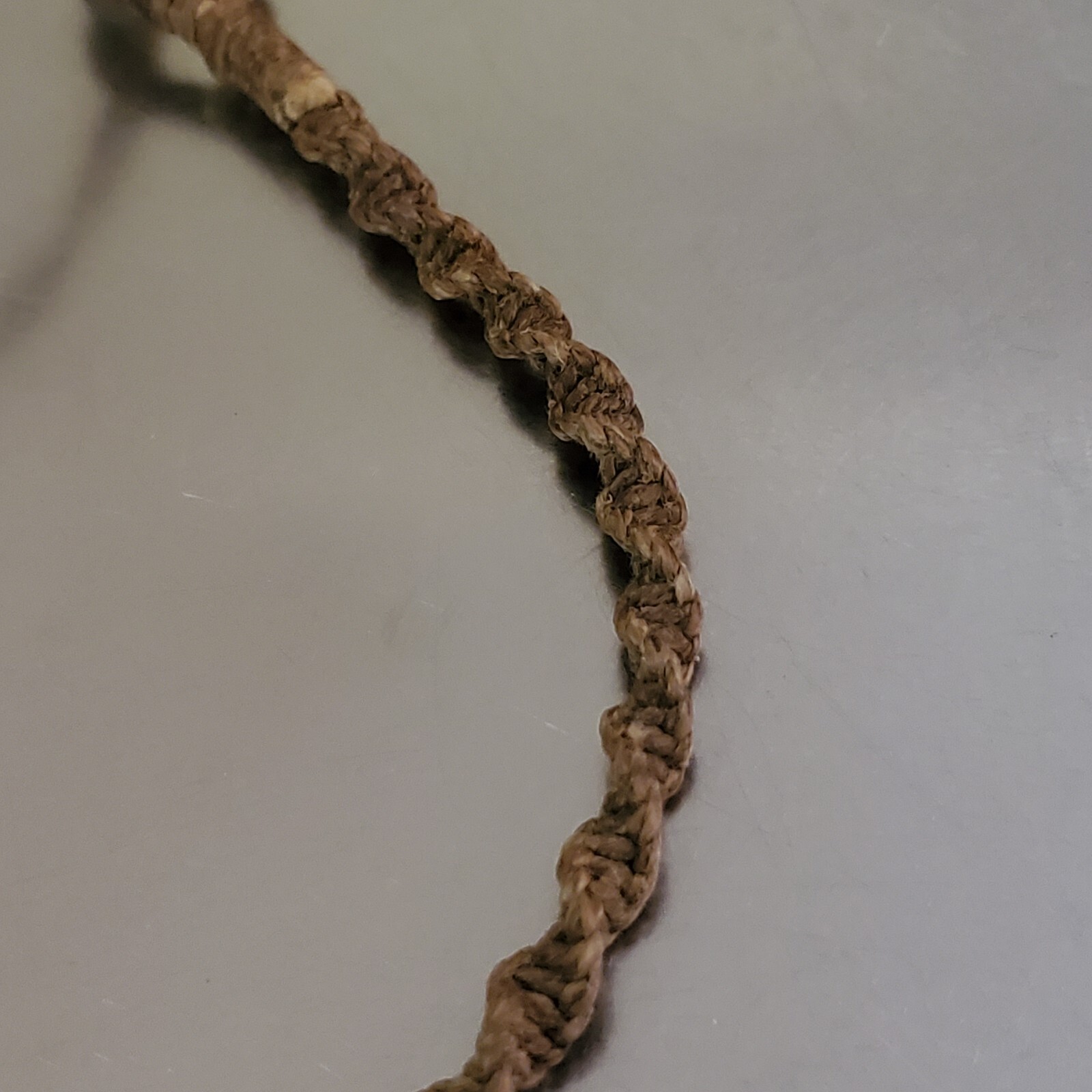 Vintage Shark Tooth Pendant Necklace Spiral Corded Brown Twine 15 inch