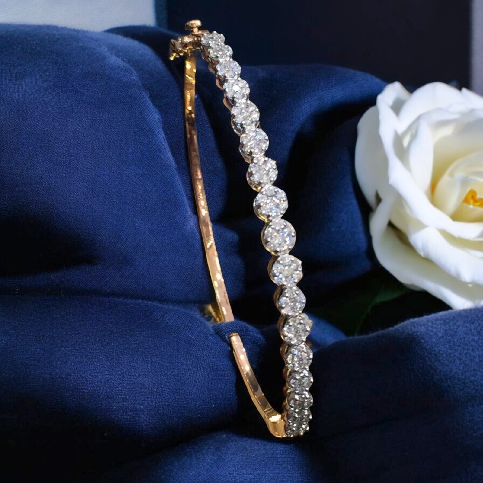 1.10 Cts Round Brilliant Cut Natural Diamonds One-Row Bracelet in 14K Rose Gold