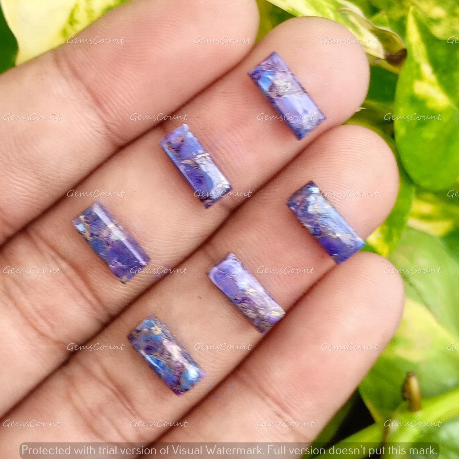Natural Purple Copper Turquoise Rectangle Cabochon Gemstone 5x10mm-15x30mm