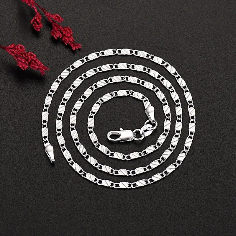 925 Sterling Silver Figaro Link Chain Necklace 16 18 20 22 24 30 Inch