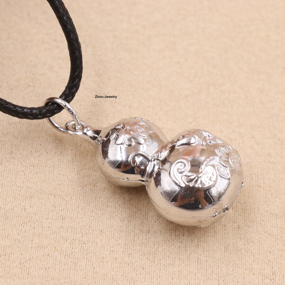 Pure 925 Sterling Silver Gourd Pendant -Blessing & Good Luck Amulet Chinese GIFT