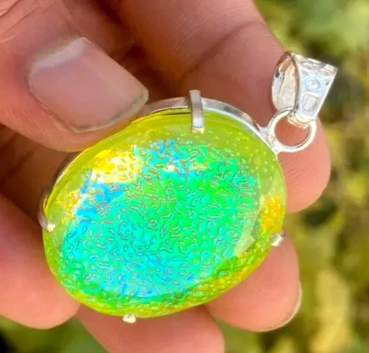 105 Ct+ Natural Oval Monarch Fire Opal Doublet 925 Solid Silver Pendant Gemstone